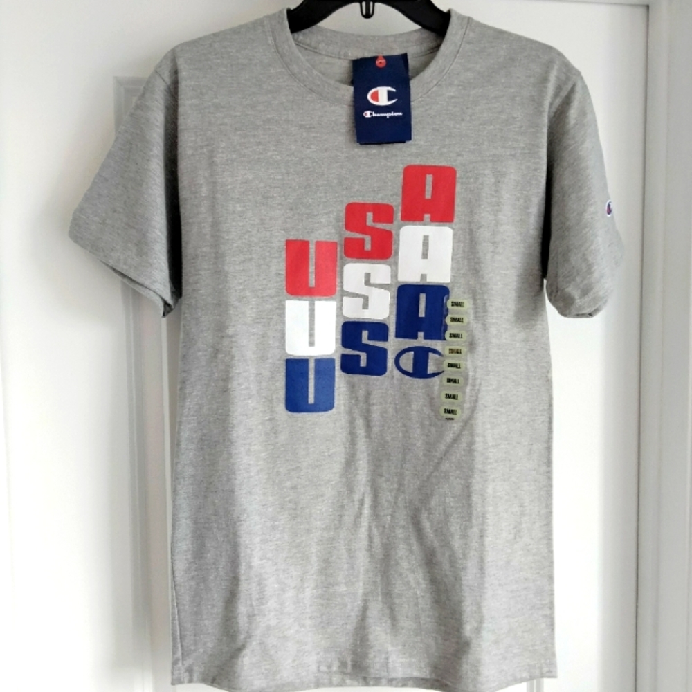 NWT S Champion USA Olympics Active Gym Short Sleeve Gray T-Shirt